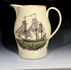Liverpool Creamware American Ship Jug, Possibly Herculaneum Pottery, Liverpool