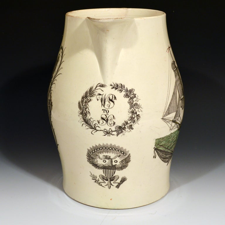 Liverpool Creamware American Ship Jug, Possibly Herculaneum Pottery