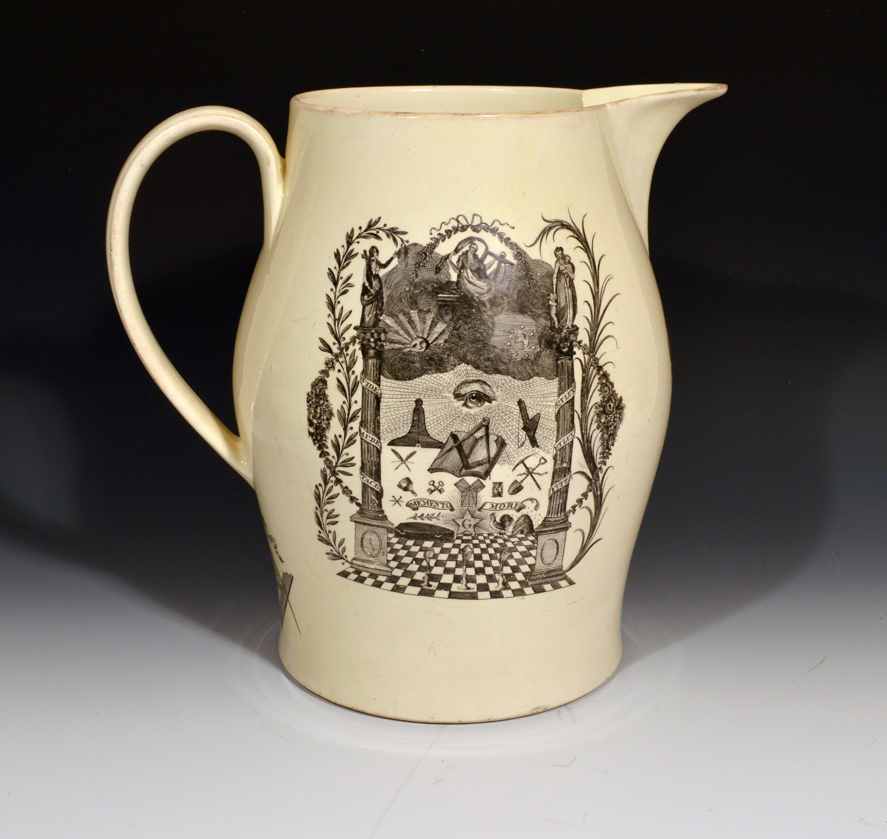 Liverpool Creamware American Ship Jug, Possibly Herculaneum Pottery, Liverpool In Good Condition In Downingtown, PA
