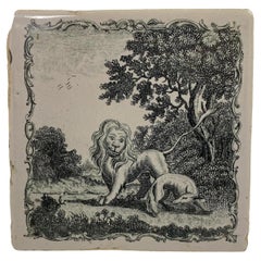 Antique Liverpool Delft ‘Aesops Fables’ Tile, c. 1765