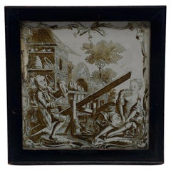 Liverpool Delft Tile, John Sadler Print ‘the See Saw’, circa 1770
