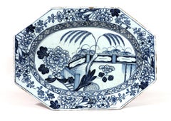 Liverpool or Irish Delftware Massive Chinoiserie Blue & White Dish