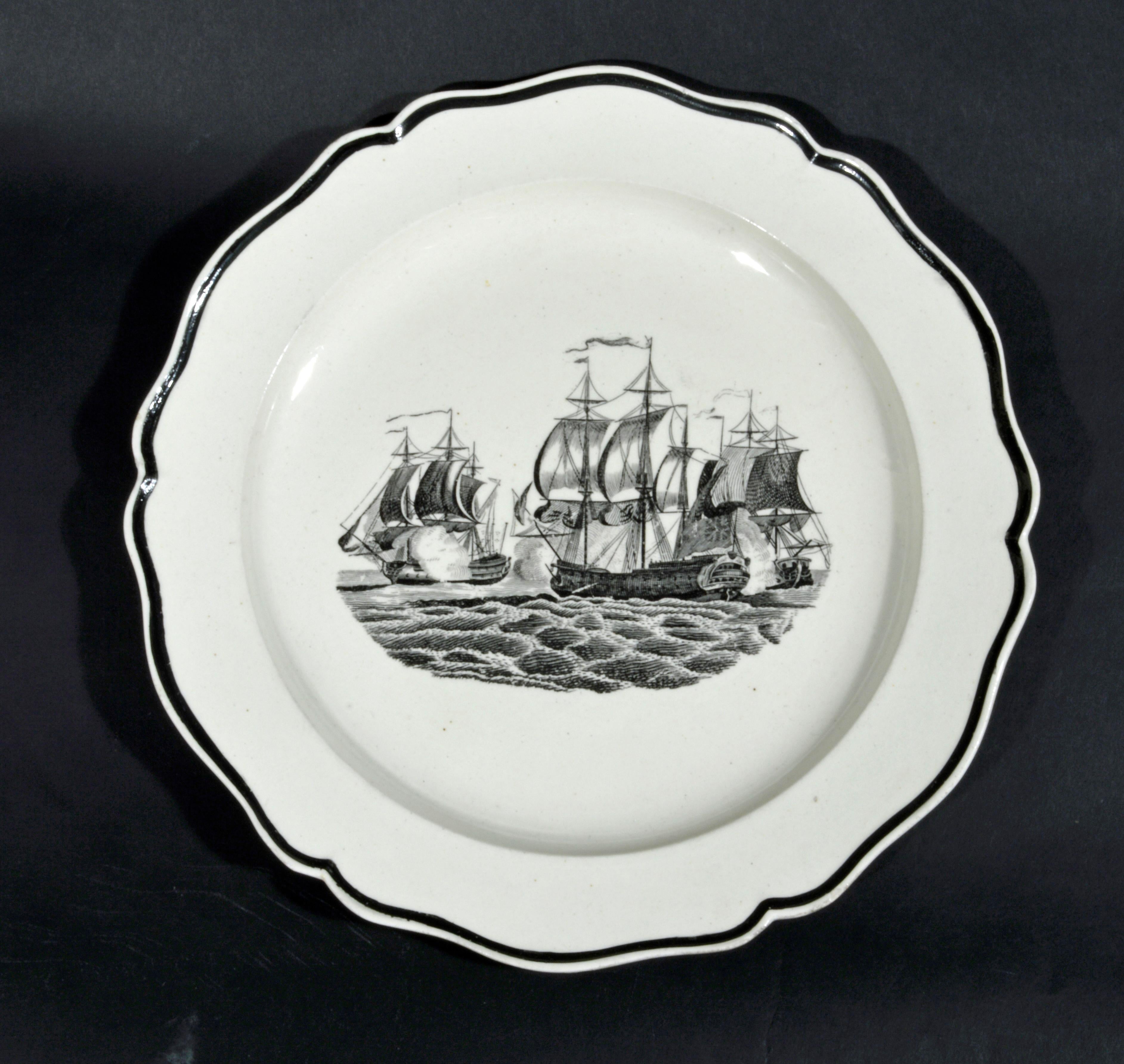 Liverpooler Perlenware mit Schiffsdekor, um 1800 (Georgian) im Angebot