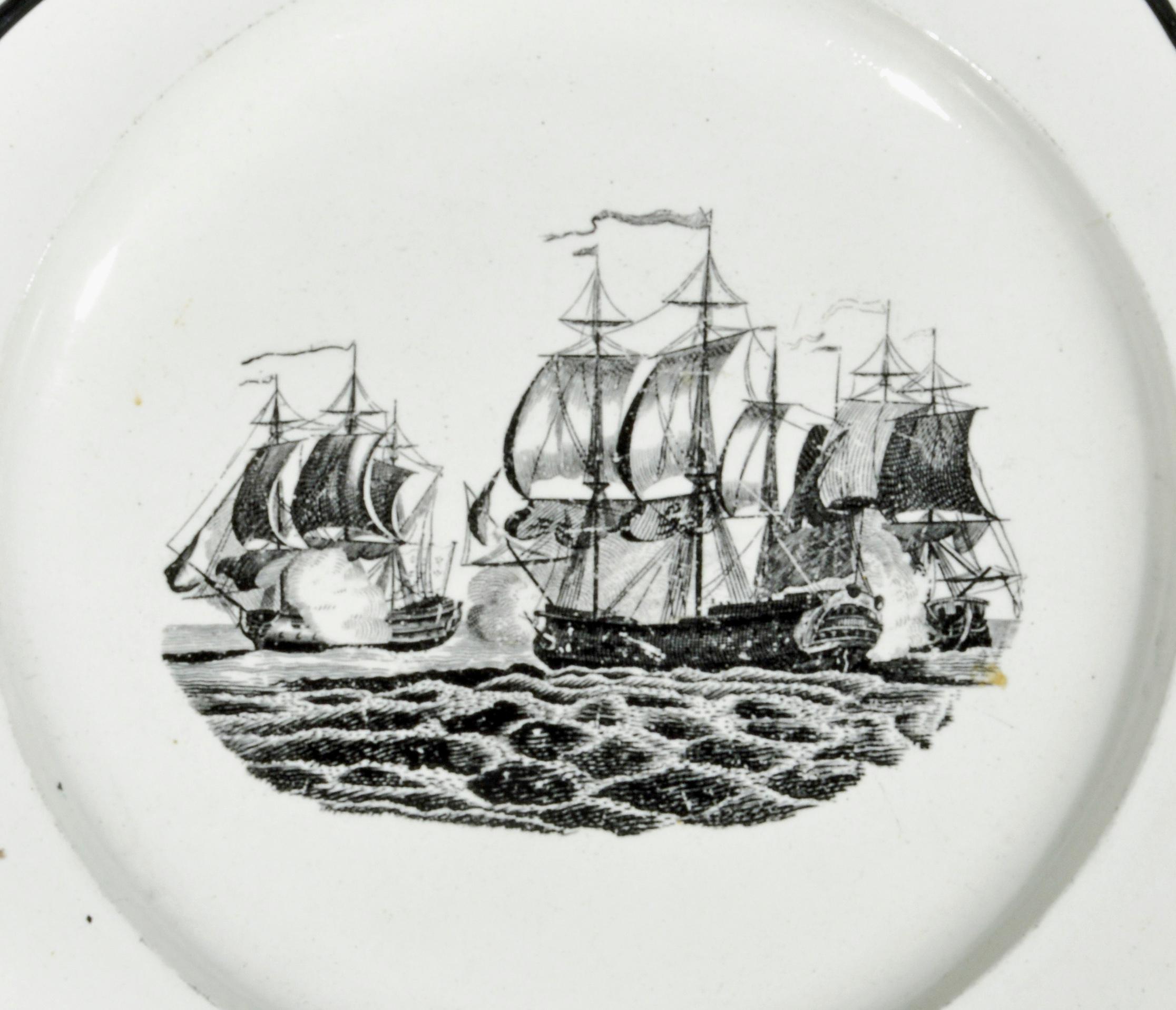Liverpooler Perlenware mit Schiffsdekor, um 1800 (Englisch) im Angebot