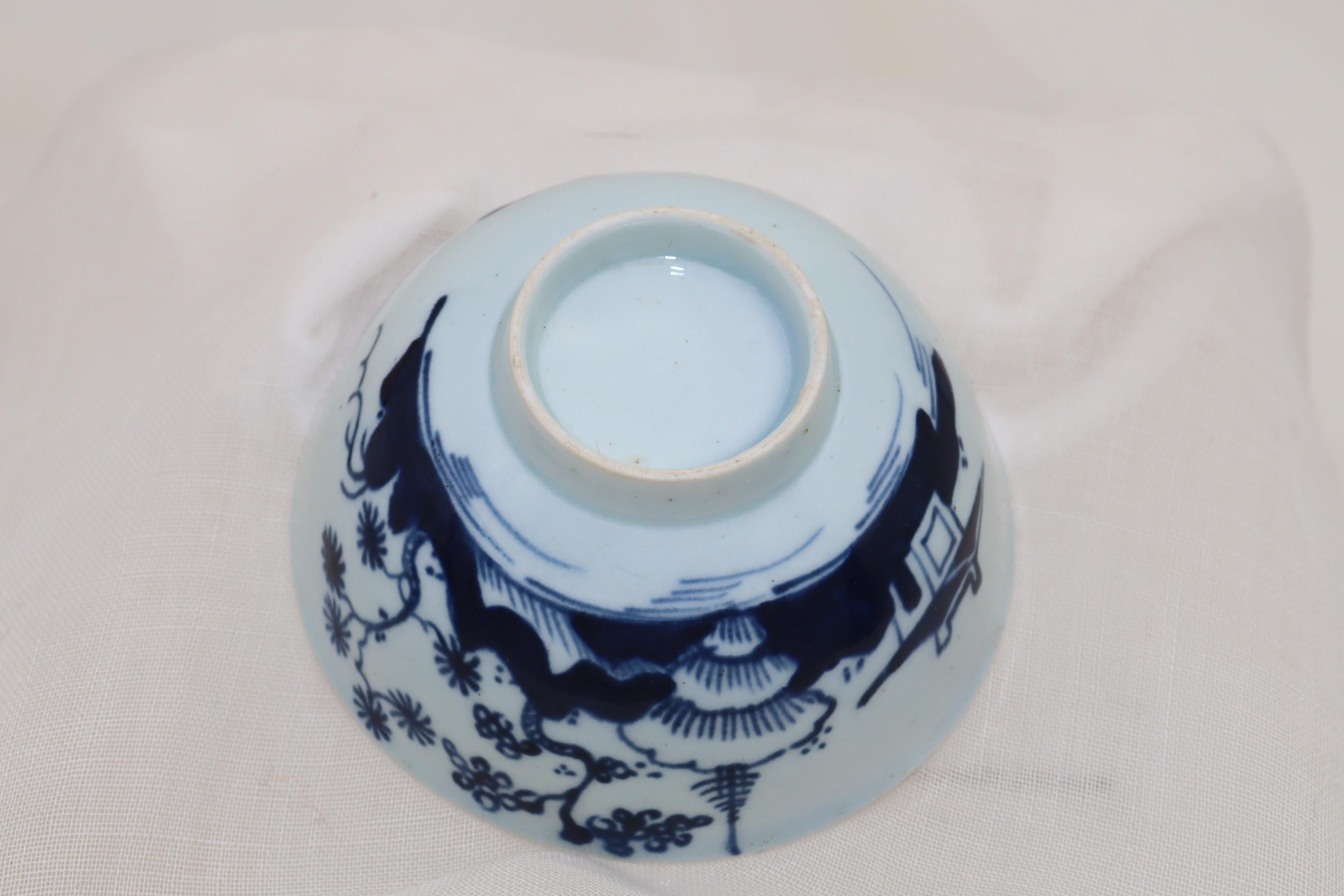 Porcelain Liverpool porcelain hand painted tea bowl and saucer For Sale