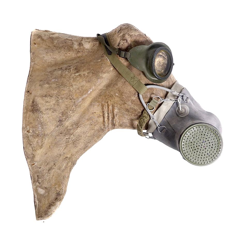 Livestock Gas Mask on an Antique Paper Mache Head