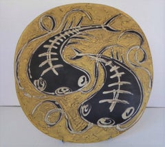 Lívia Gorka Ungarische Keramikerin Mitte des Jahrhunderts Moderner handgedrehter Wandteller, 1960er Jahre