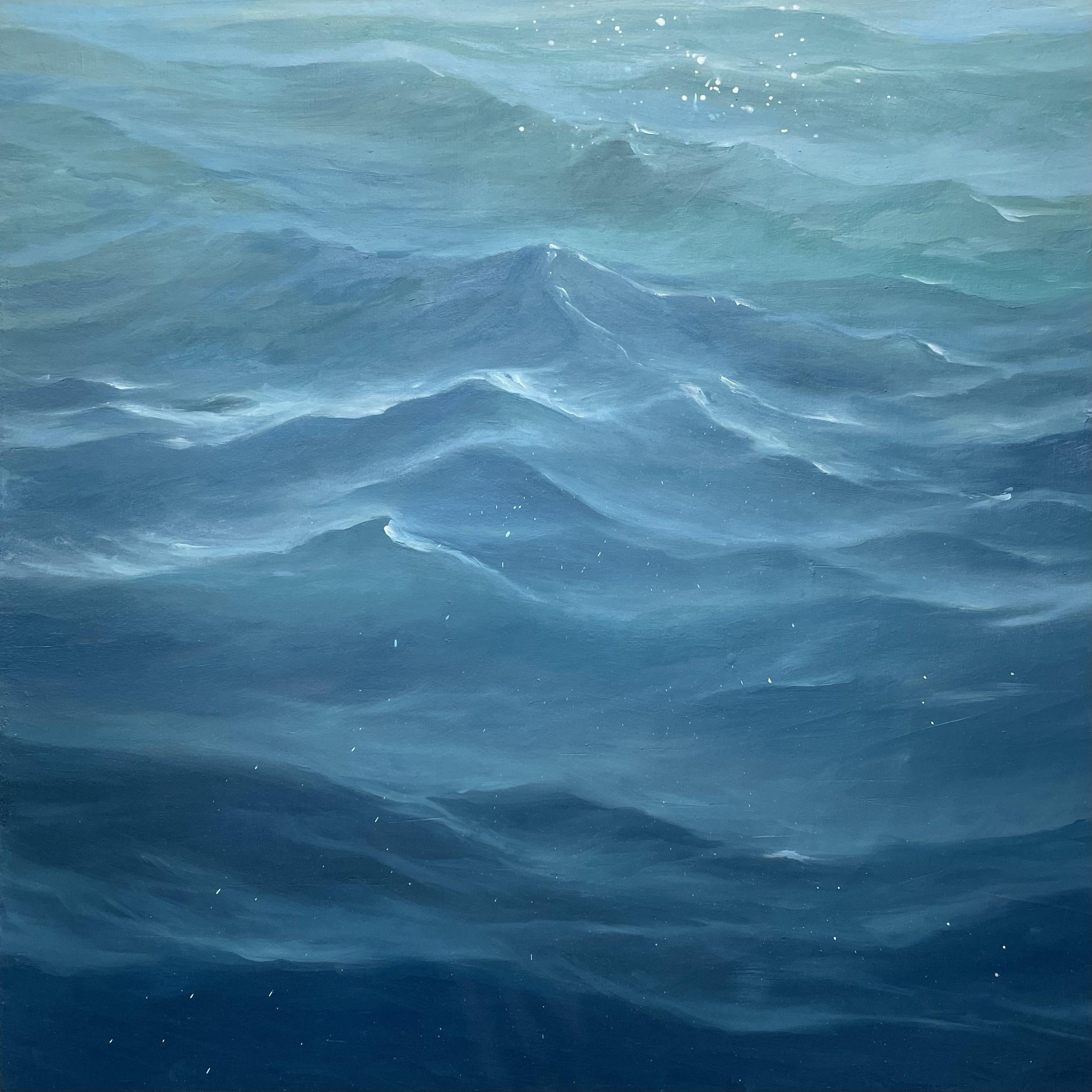 Waves, Gemälde, Öl auf Leinwand – Painting von livia mosanu