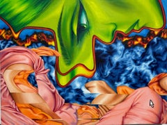 "Observalance", Figurative Ölmalerei auf Leinwand, Surrealismus, Gesättigte Farben