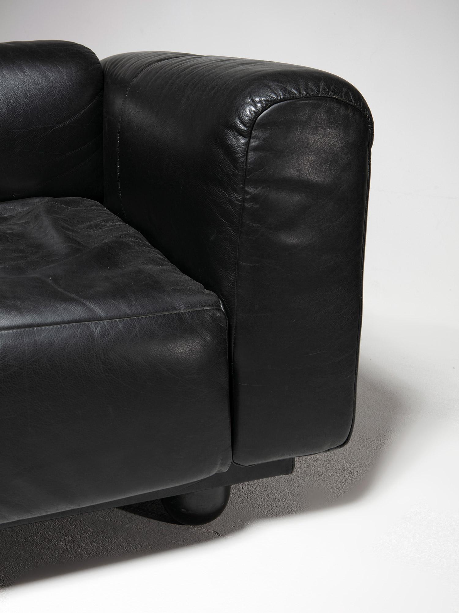Fin du 20e siècle Chaise longue en cuir noir 