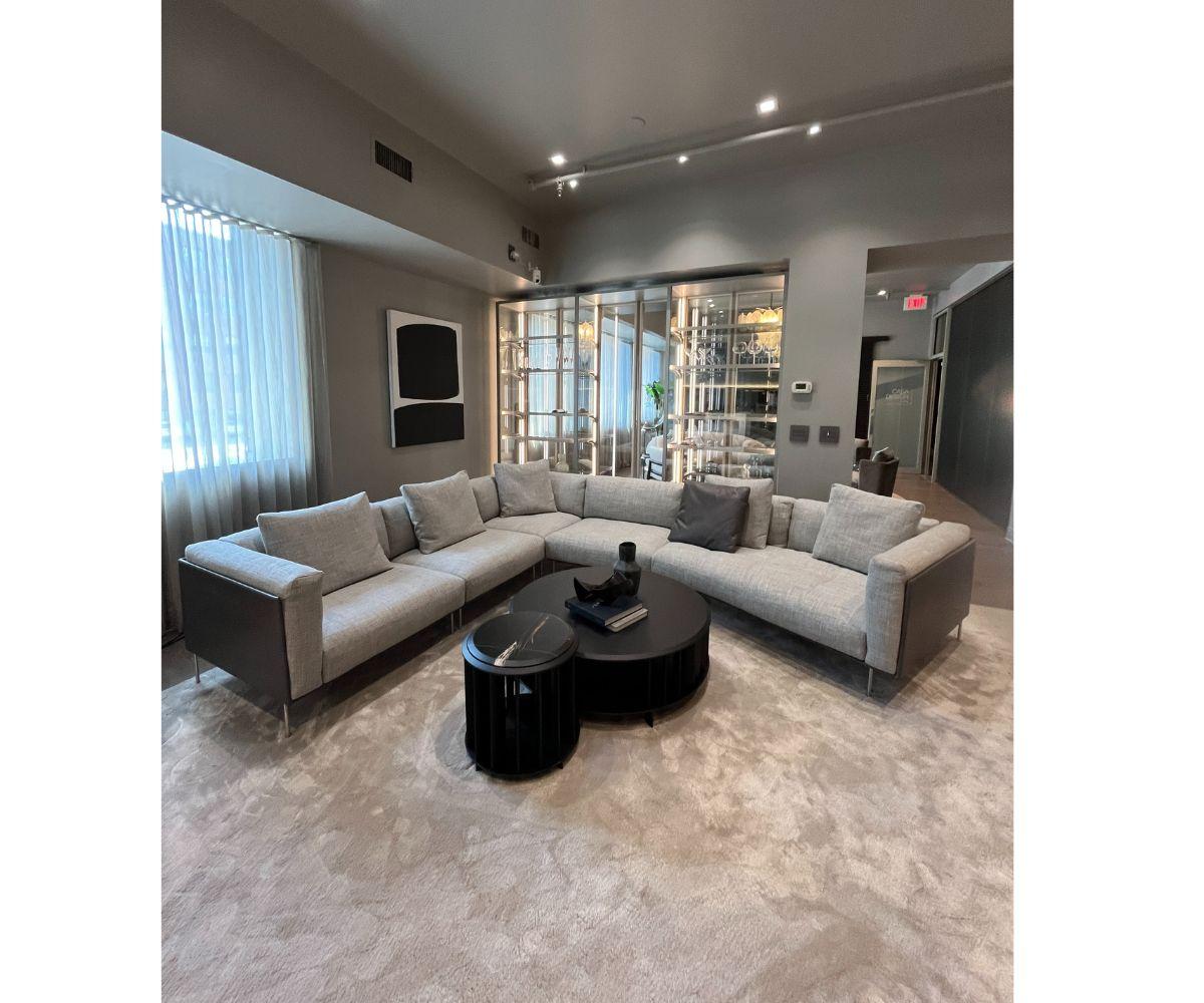 Cuir Living Divani Canapé sectionnel avec système de tringles en vente