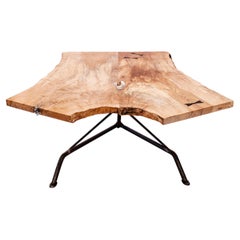 Living-Edge Coffee Table by Laura Bergsøe in Wild Maple, Sterling Silver, Iron