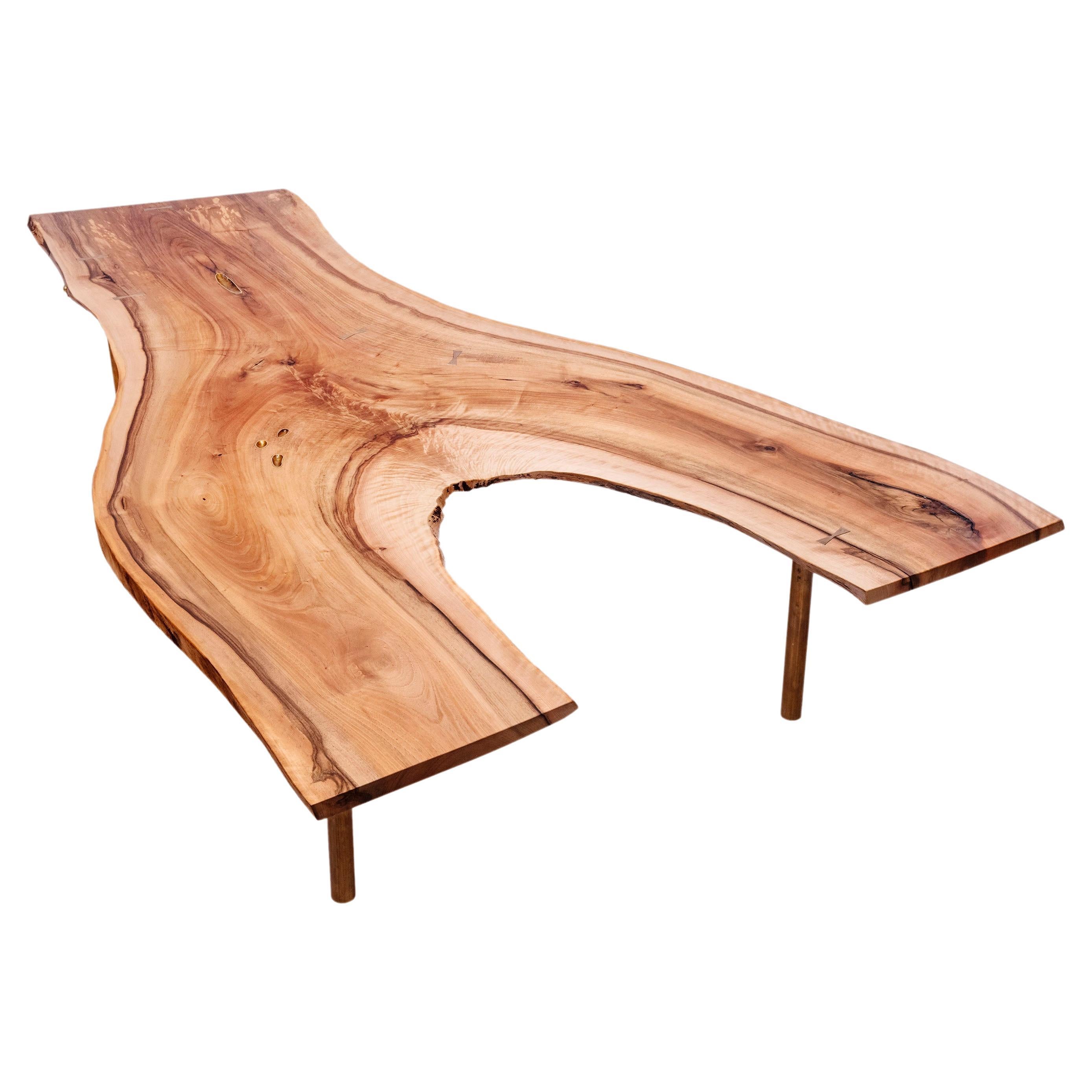 Living-Edge Sofa B Table by Laura Bergsøe in Danish Walnut and Brass  For Sale