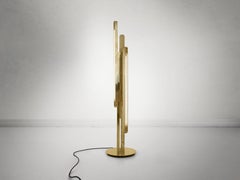 Living in the Past Floor Lamp in Solid Brass & Linen