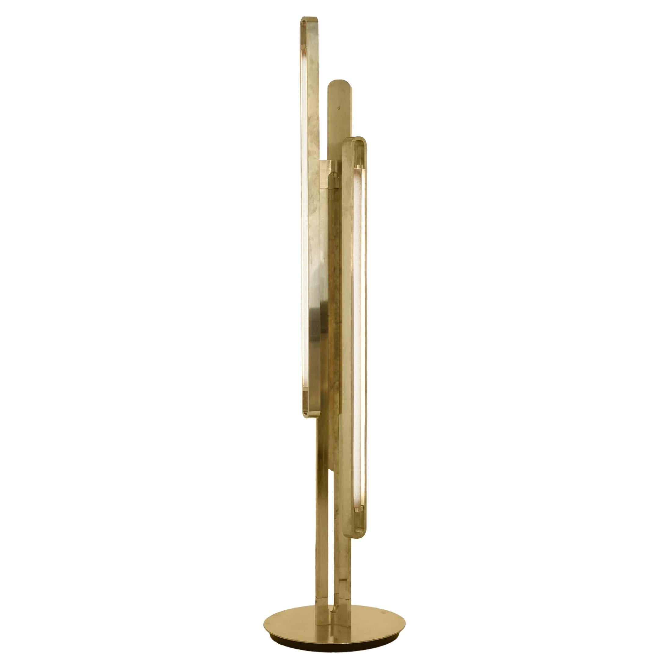 Living in the Past Floor Lamp in Solid Brass & Linen