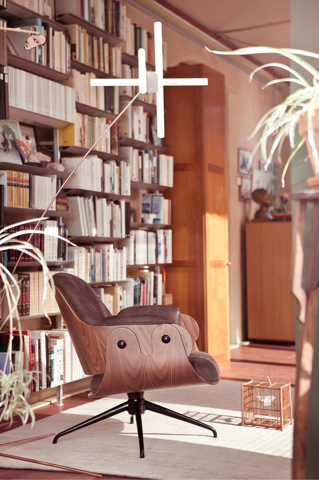 Spanish Living Room/ Office Black Low Lounger Armchair Wood Upholstered Swivel Legs  For Sale