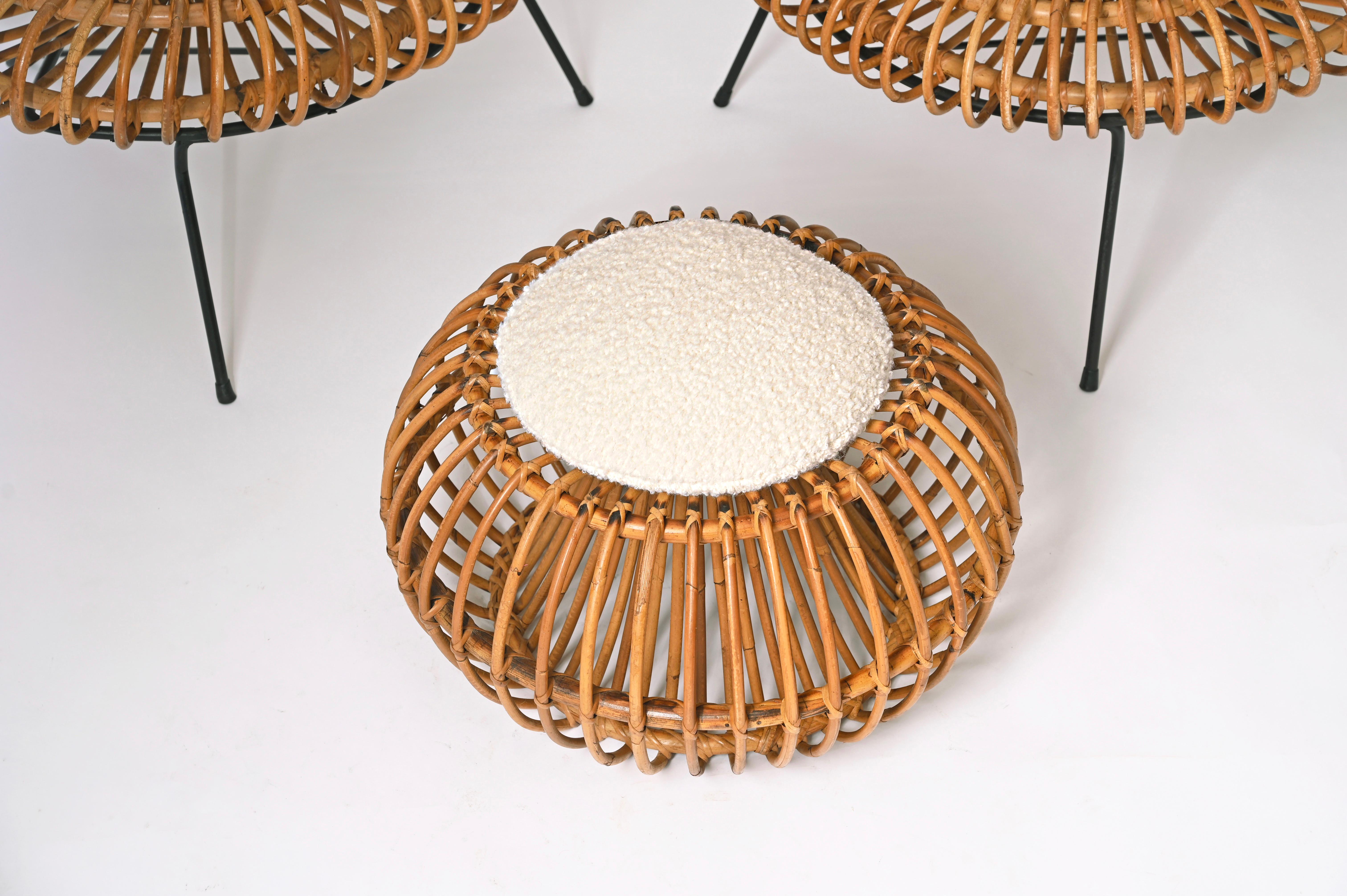Living Room Rattan Set by Janine Abraham & Dirk Jan Rol - Chairs, Pouf, Mirror  For Sale 7