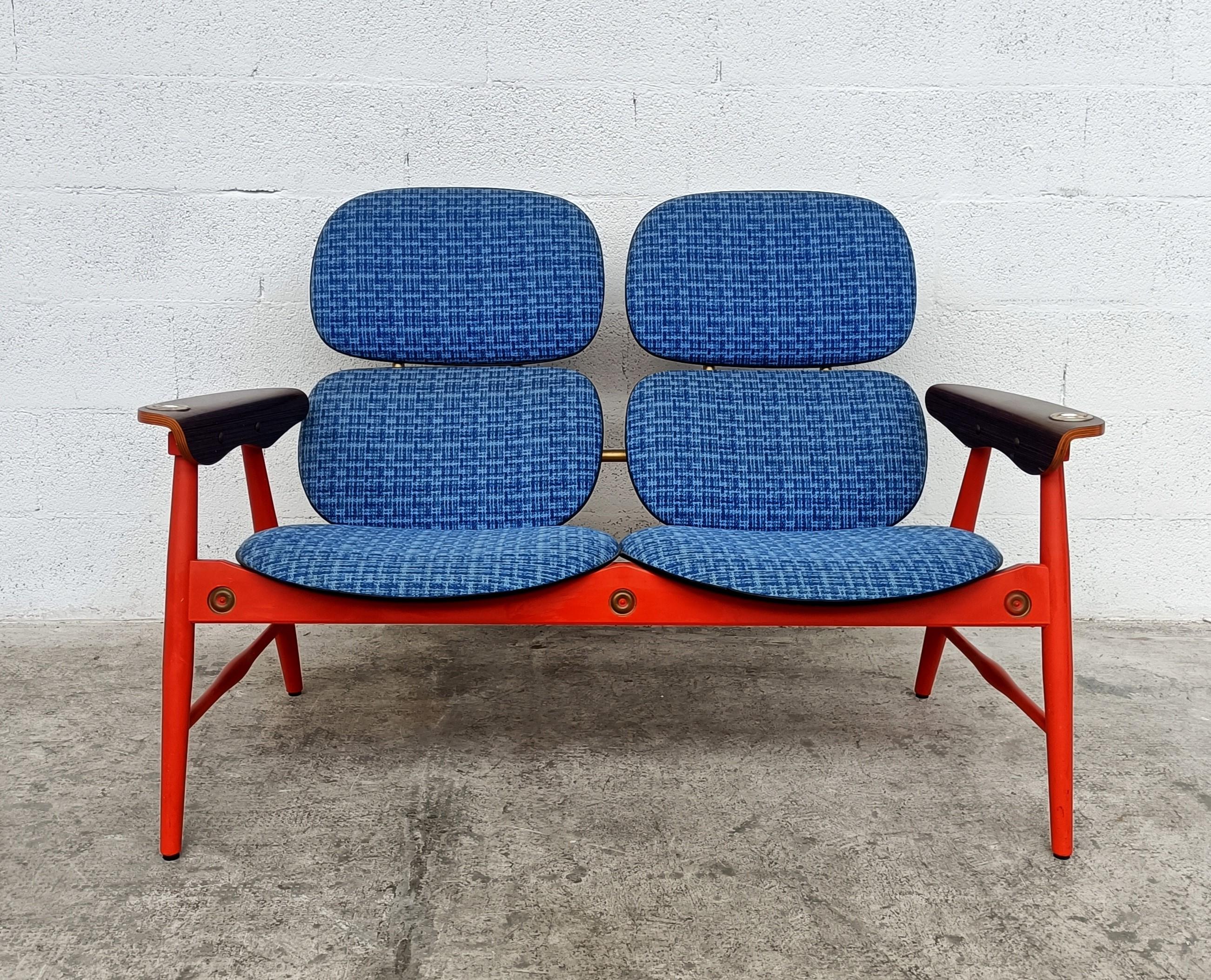 Italian Living Room Set, Armchairs, Loveaseat Table by Marco Zanuso for Poltronova 60s For Sale