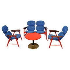 Living Room Set, Armchairs, Loveaseat Table by Marco Zanuso for Poltronova 60s 