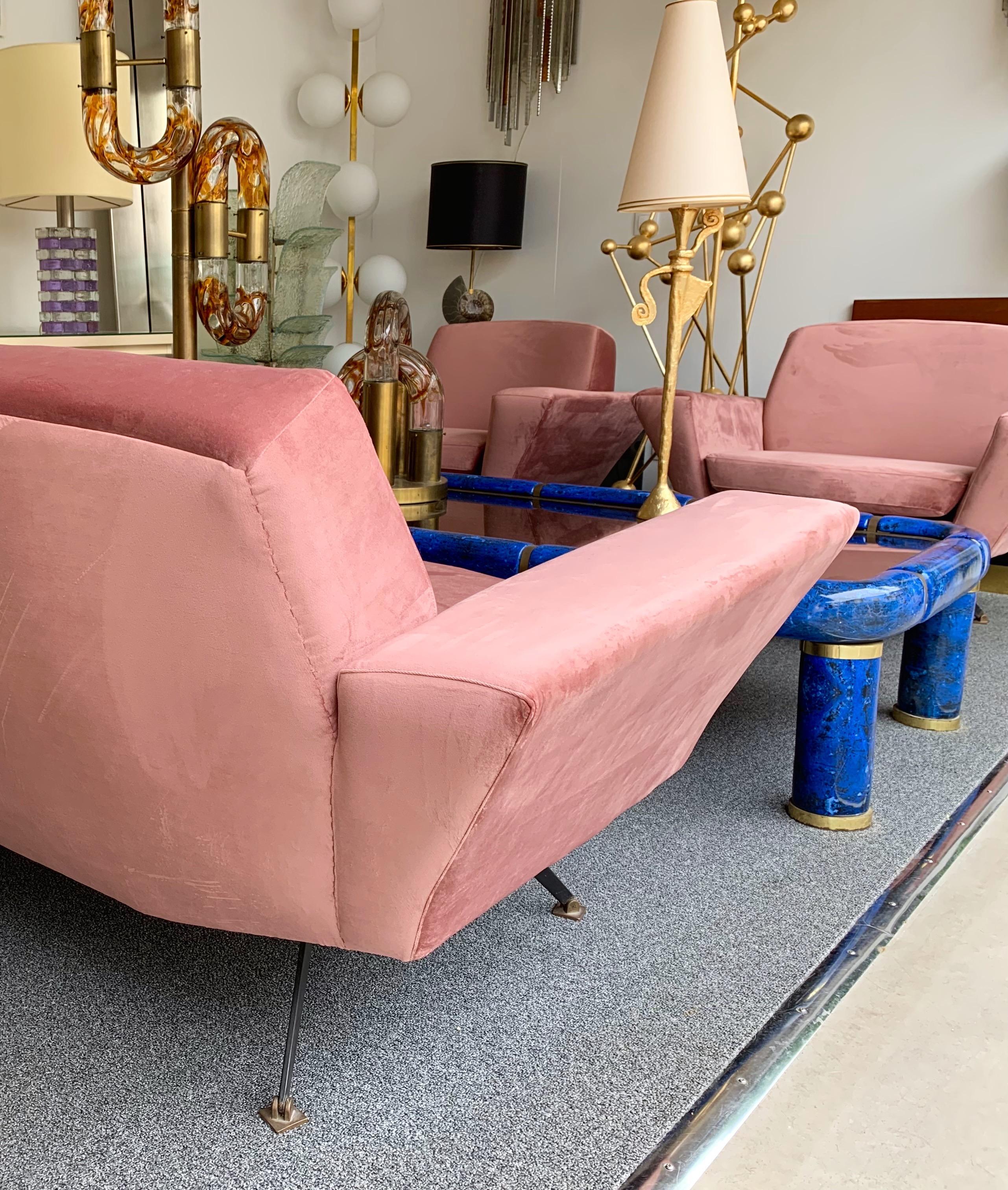 Mid-20th Century Living Room Set Armchairs Sofa M538 by Studio APA for Lenzi, Italy, 1960s