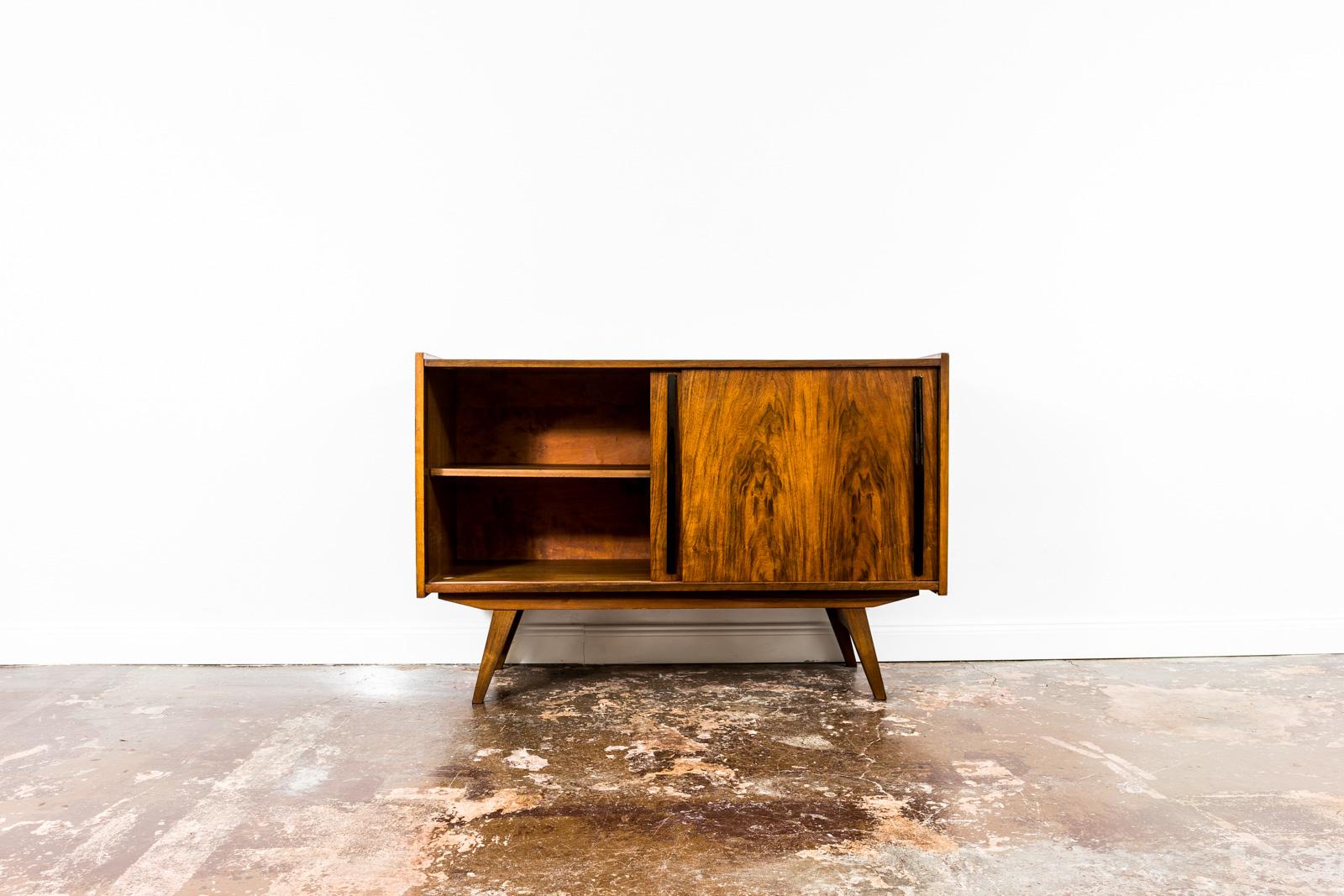 Set of 2 Walnut Sideboards and Cabinet from Słupskie Furniture Factory, 1960s 1