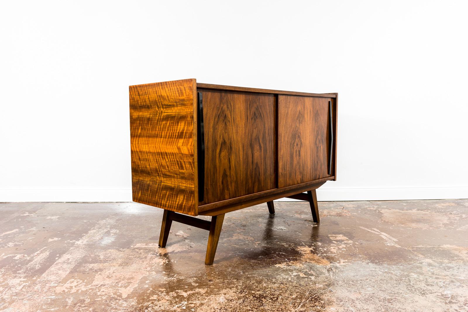 Set of 2 Walnut Sideboards and Cabinet from Słupskie Furniture Factory, 1960s 2