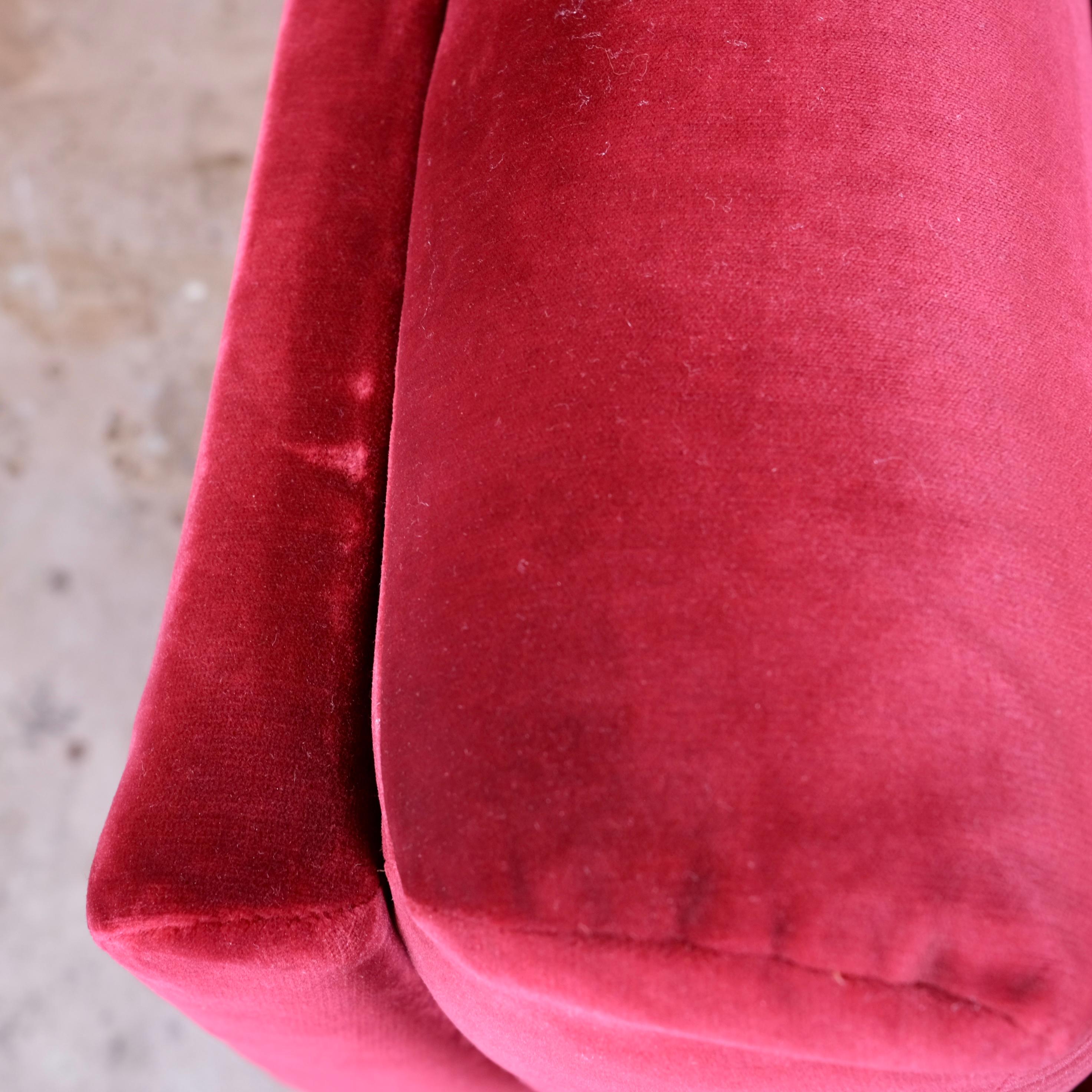 Living room set in burgundy velvet, France, 1980s 9
