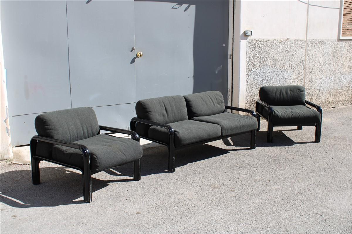Living Room Sets Gae Aulenti for Knoll 1970s Black Grey Italian Style  For Sale 10