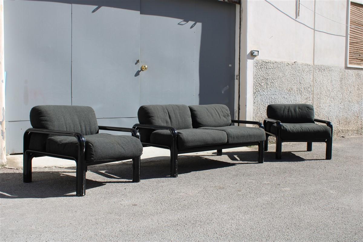 Living Room Sets Gae Aulenti for Knoll 1970s Black Grey Italian Style  For Sale 11