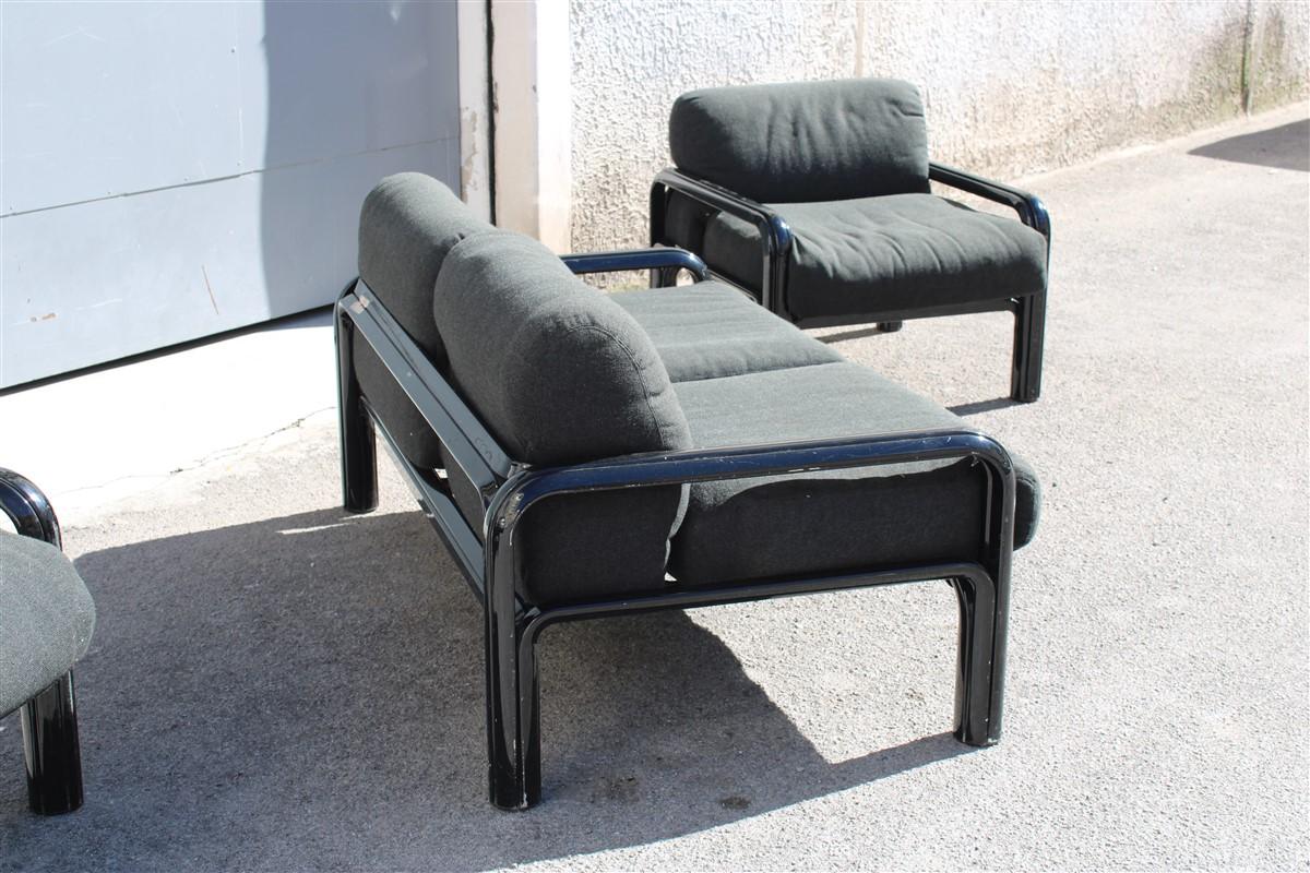 Living Room Sets Gae Aulenti for Knoll 1970s Black Grey Italian Style  For Sale 14