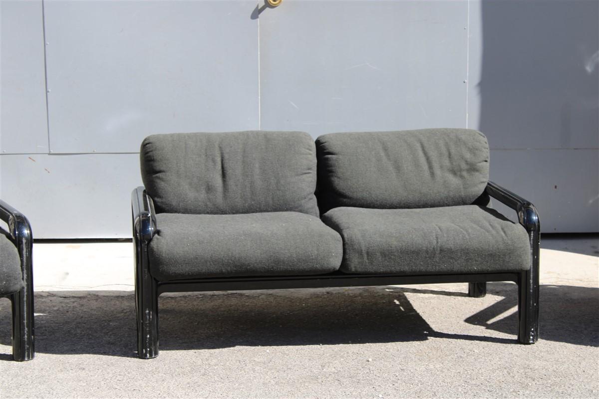 Late 20th Century Living Room Sets Gae Aulenti for Knoll 1970s Black Grey Italian Style  For Sale