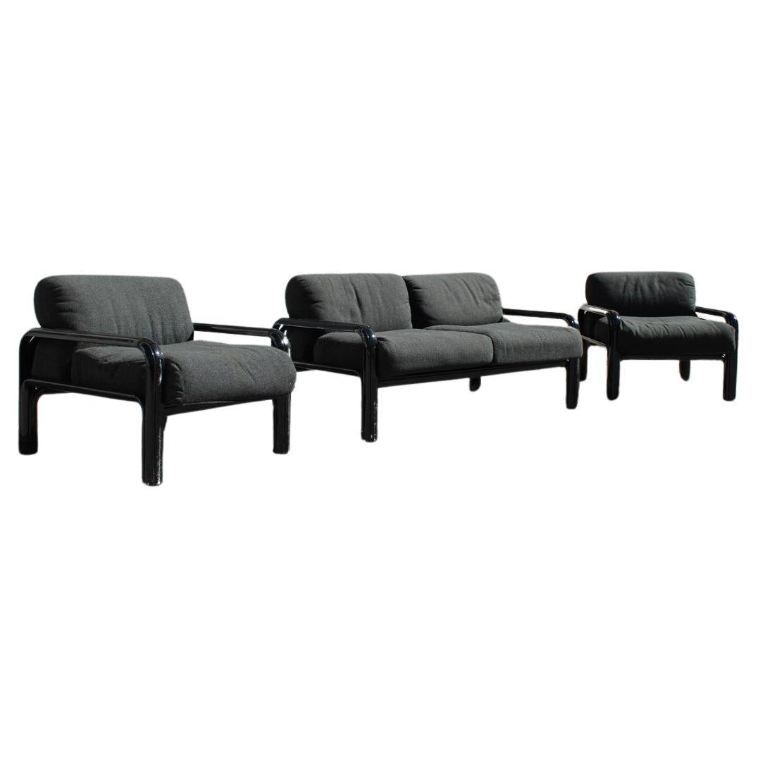 Living Room Sets Gae Aulenti for Knoll 1970s Black Grey Italian Style  For Sale