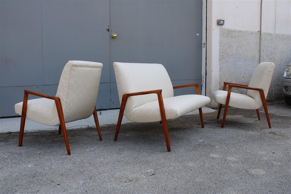 Living Room Sets Midcentury Design Cherry Wood Minimal Made in Italy, 1950s For Sale 8