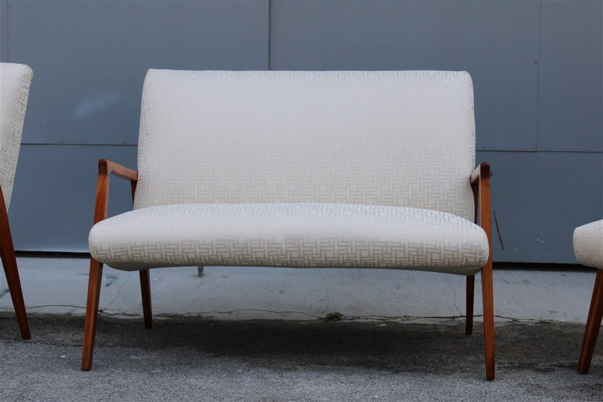 Italian Living Room Sets Midcentury Design Cherry Wood Minimal Made in Italy, 1950s For Sale