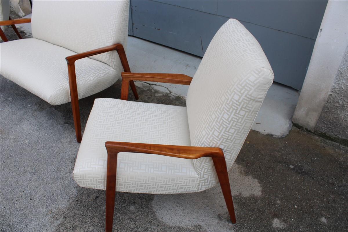 Living Room Sets Midcentury Design Cherry Wood Minimal Made in Italy, 1950s For Sale 1