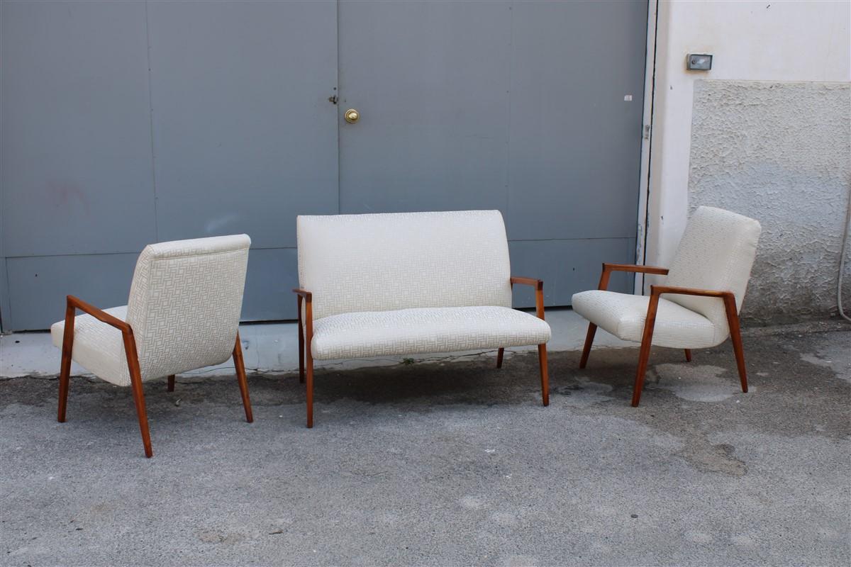 Living Room Sets Midcentury Design Cherry Wood Minimal Made in Italy, 1950s For Sale 2