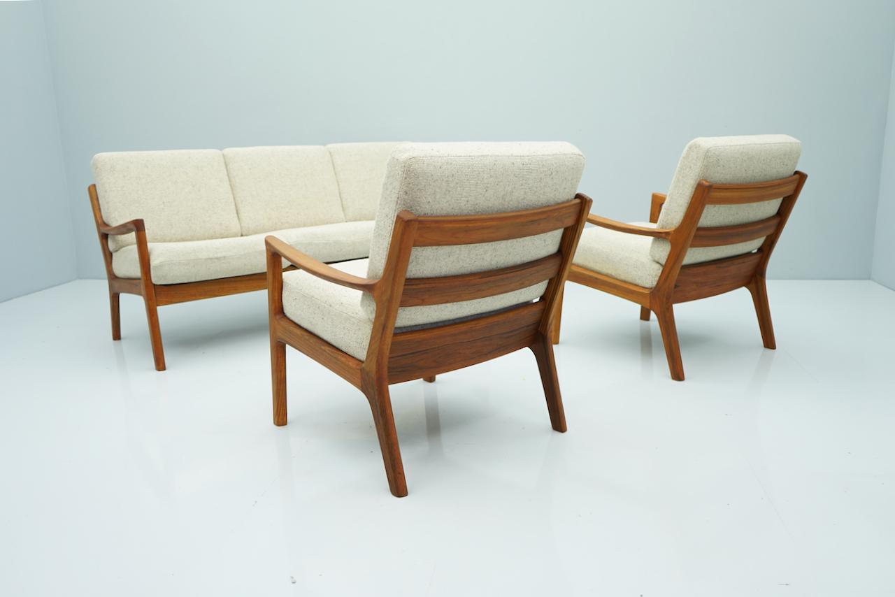 Mid-20th Century Living Room Suite by Ole Wanscher Denmark 1951 Sofa Lounge Chairs in Teak For Sale
