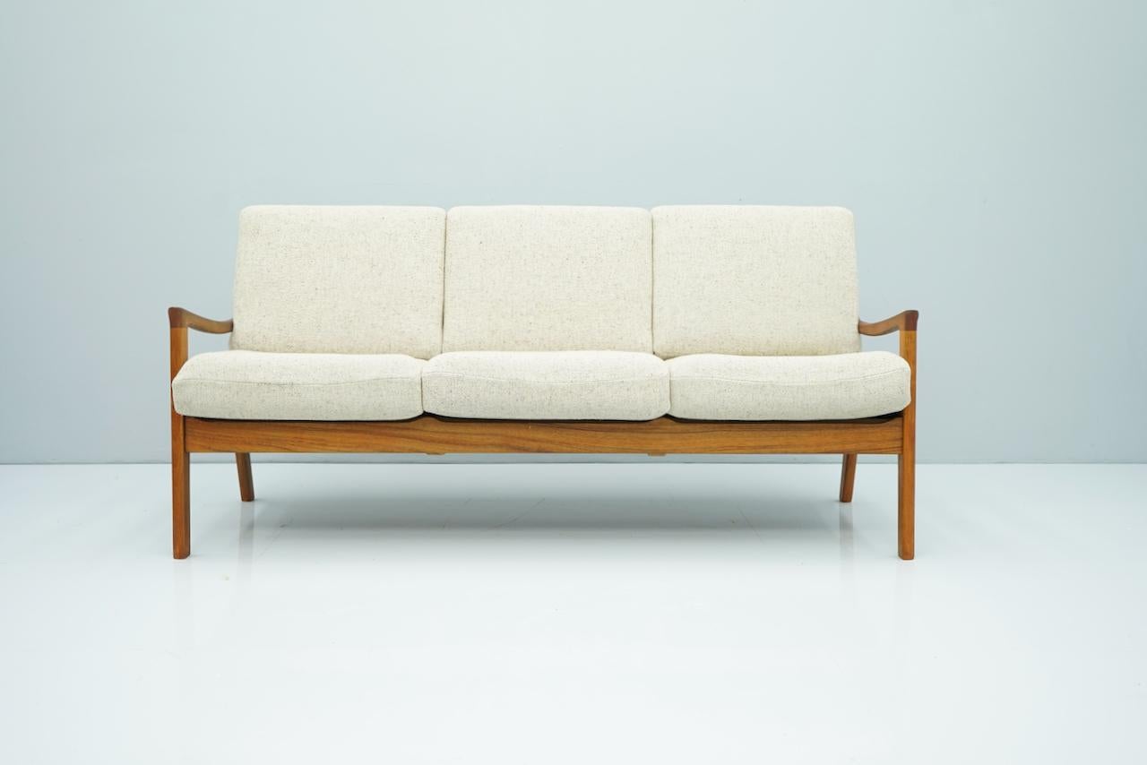 Fabric Living Room Suite by Ole Wanscher Denmark 1951 Sofa Lounge Chairs in Teak For Sale