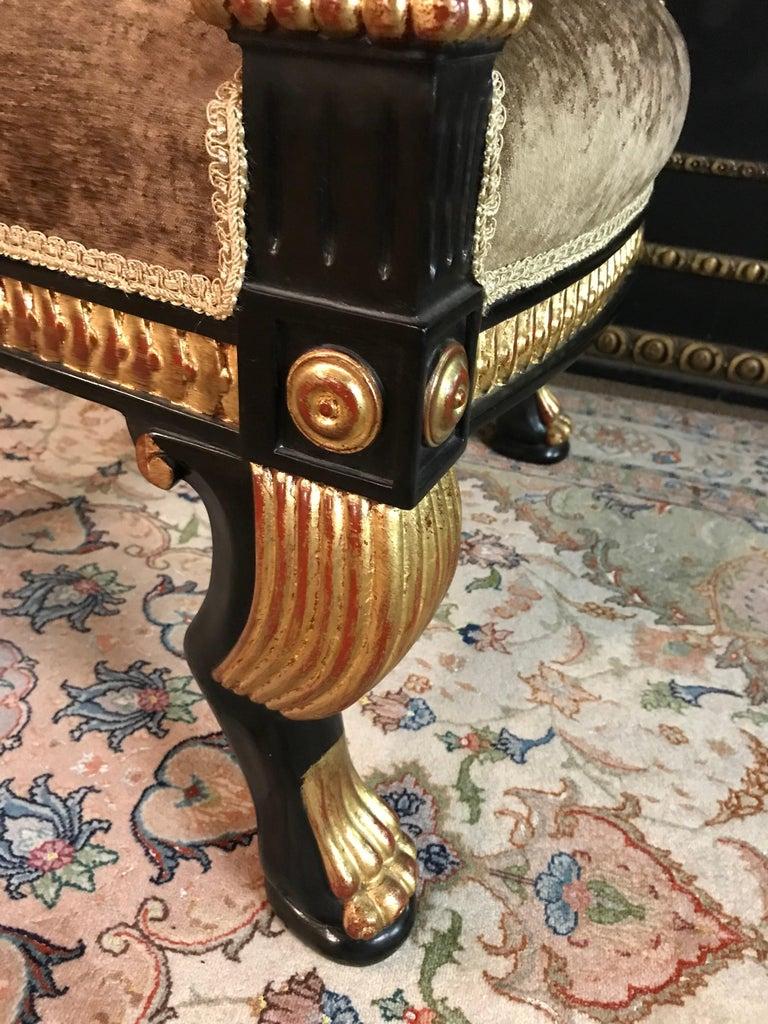 Wohnzimmer-Suite aus handgeschnitzter Buche im antiken Empire-Stil im Angebot 4
