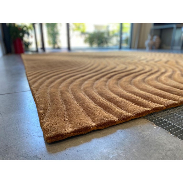 Hand-Carved 21st Cent Living Room Wool Warm Sandy Color Rug by Deanna Comellini 300x400 cm For Sale