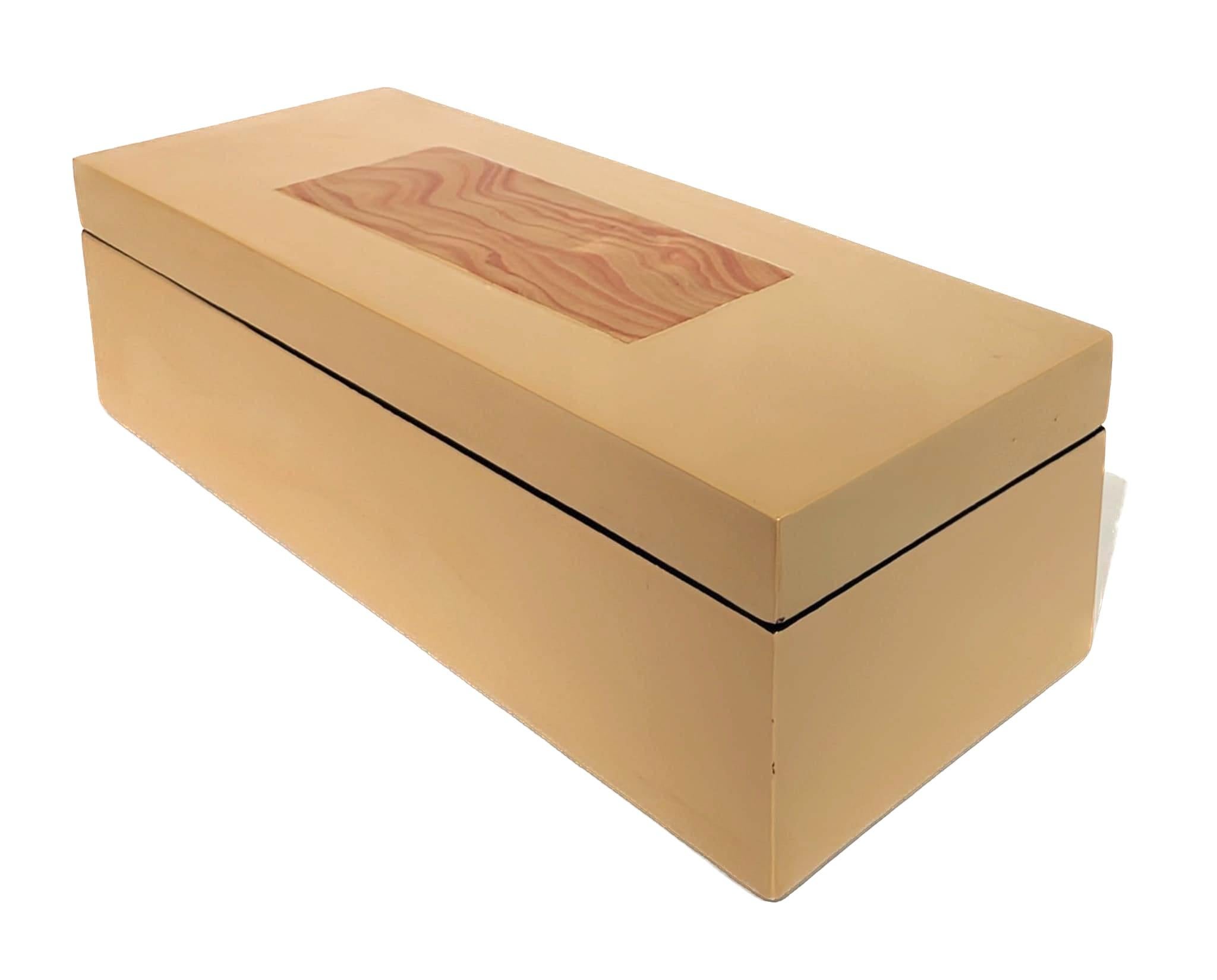 Organic Modern Living Space Decorative Enamel & Inlaid Wood Box For Sale