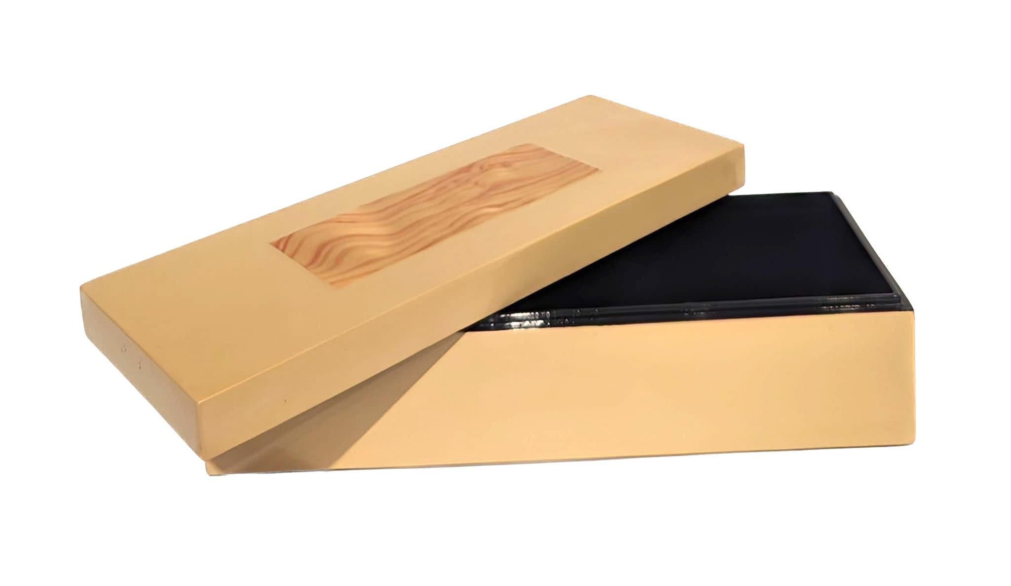 Living Space Decorative Enamel & Inlaid Wood Box In Good Condition For Sale In Miami, FL