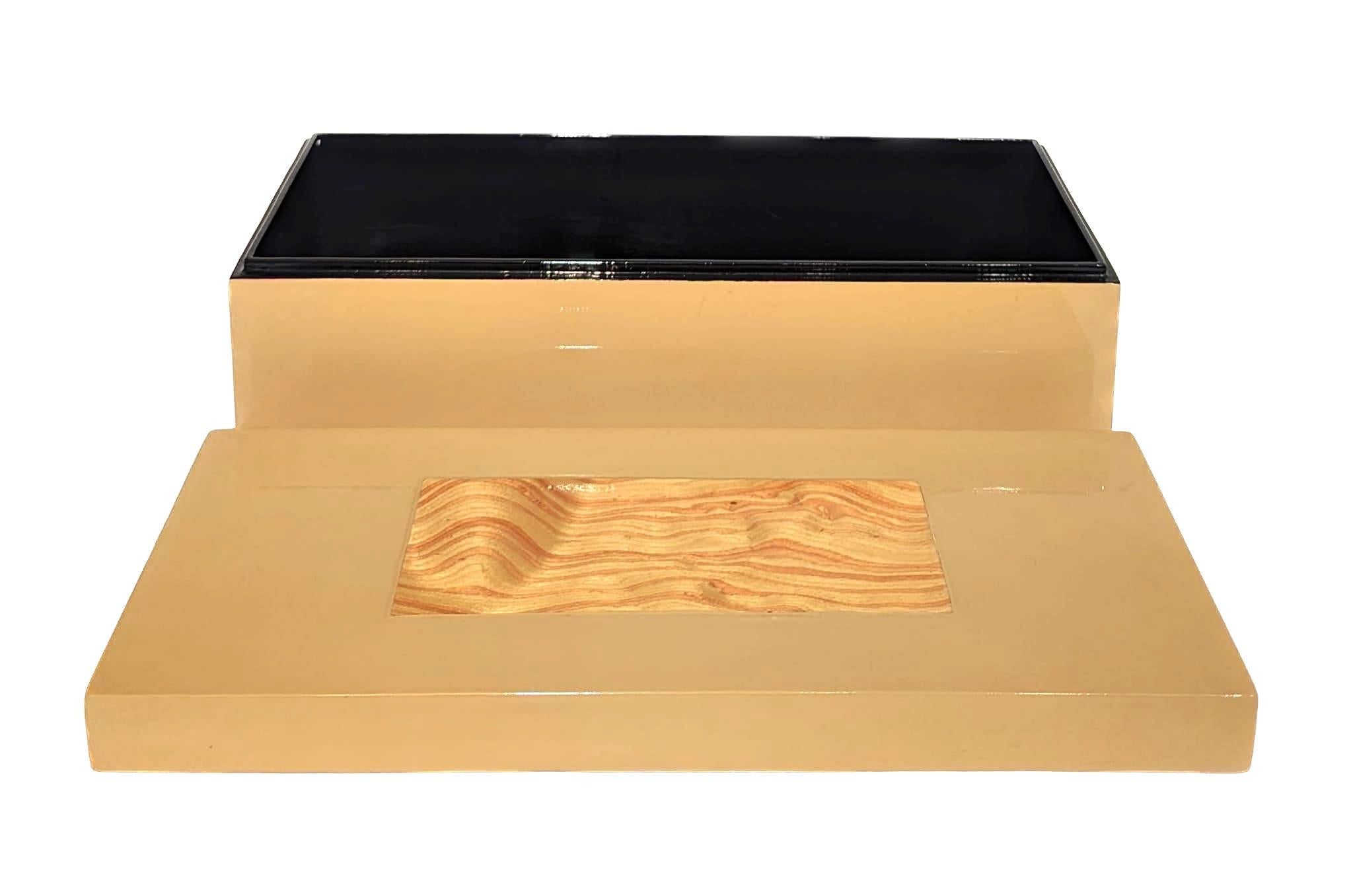 Contemporary Living Space Decorative Enamel & Inlaid Wood Box For Sale