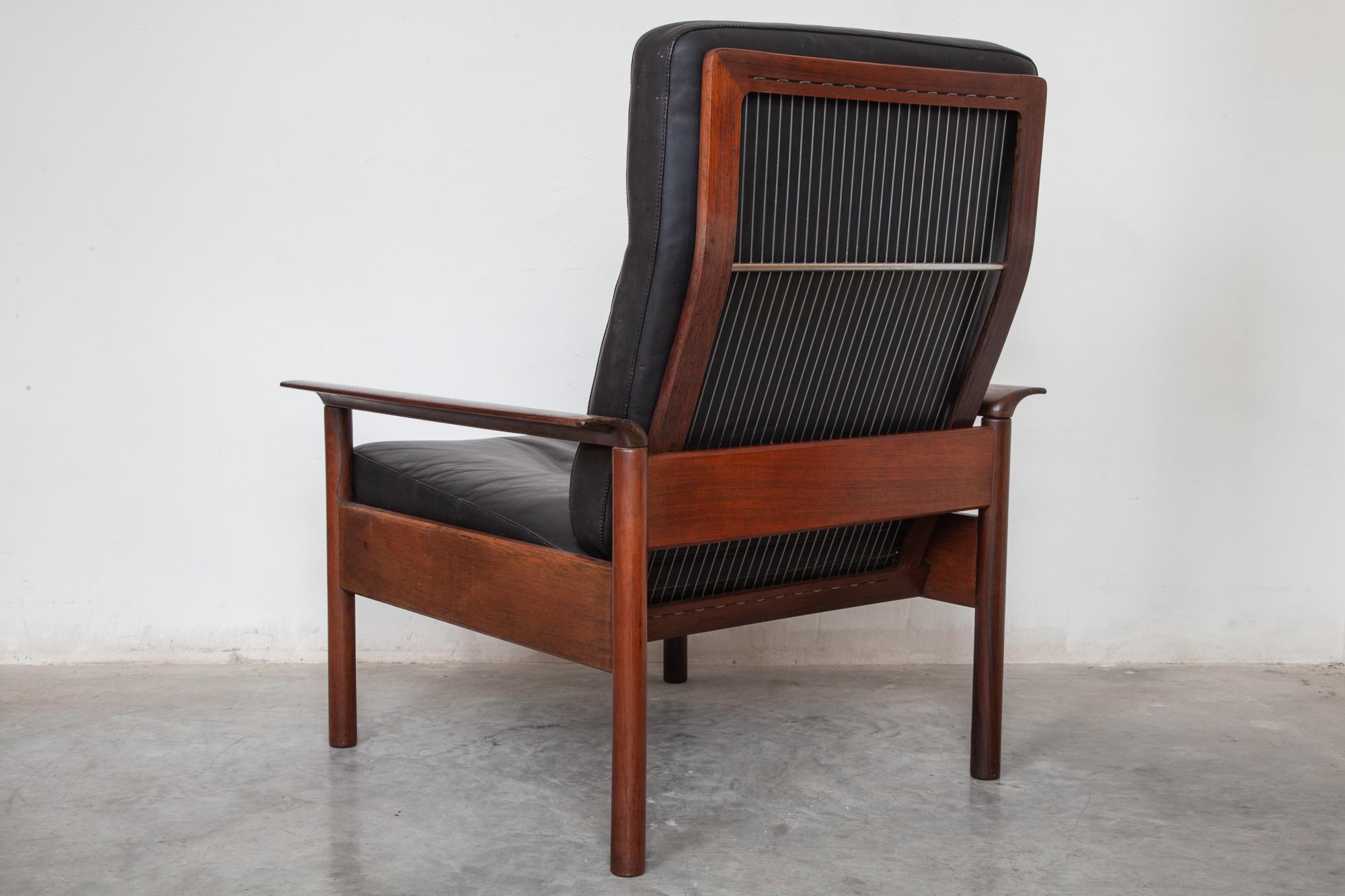 Belgian Livingroom Set in Style of Otto Hans Olsen Lounge Chairs Black Leather, 1950s