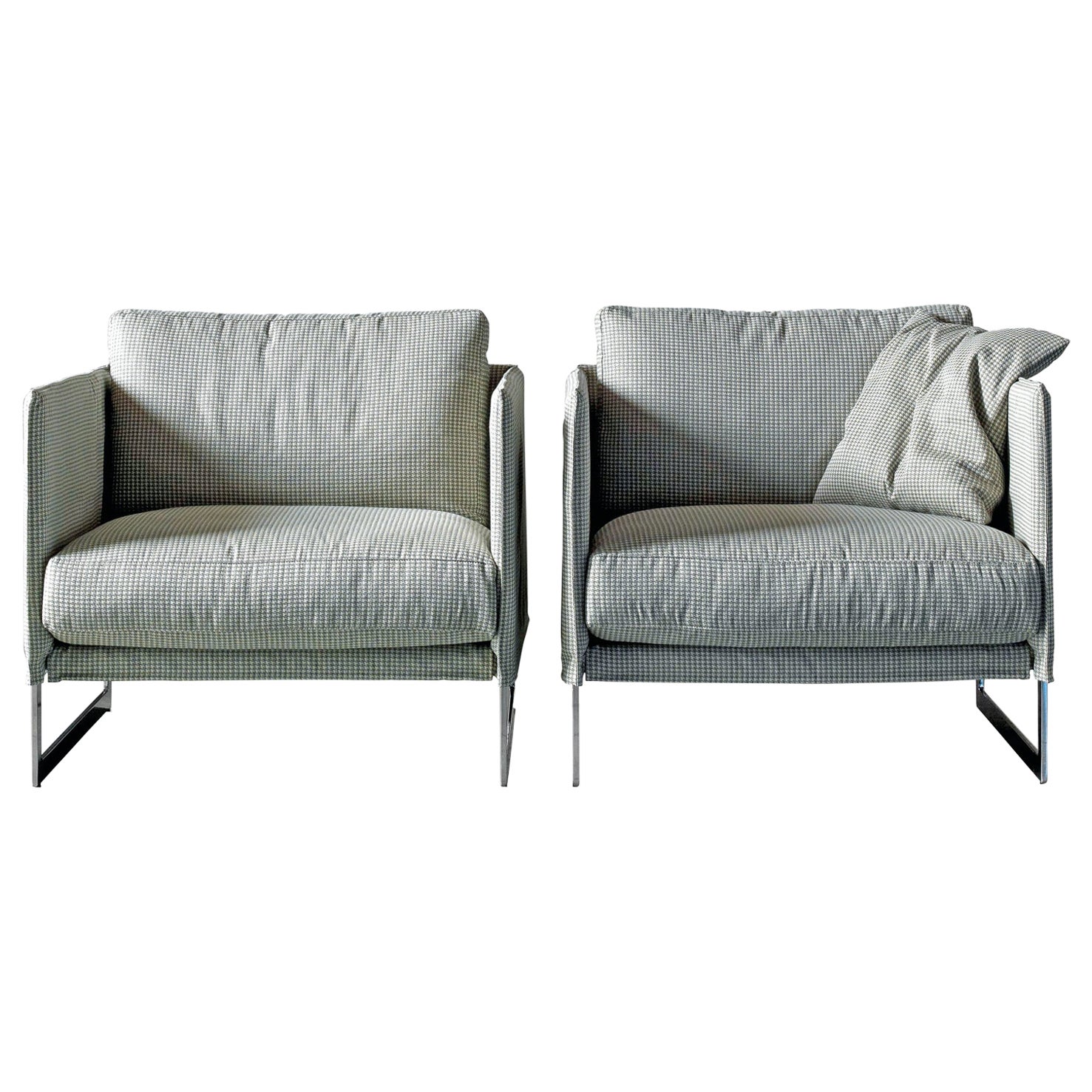 Sillón Livingston en tapicería beige especial y patas cromadas by Giuseppe Viganò en venta