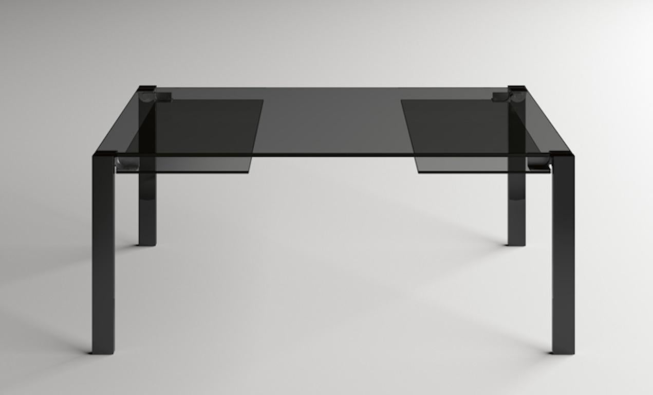 Glass Livingstone Dark Extending Dining Table, Designed by Giulio Mancini For Sale