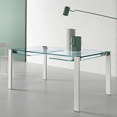Table à manger en verre Livingstone:: conçue par Giulio Mancini:: fabriquée en Italie