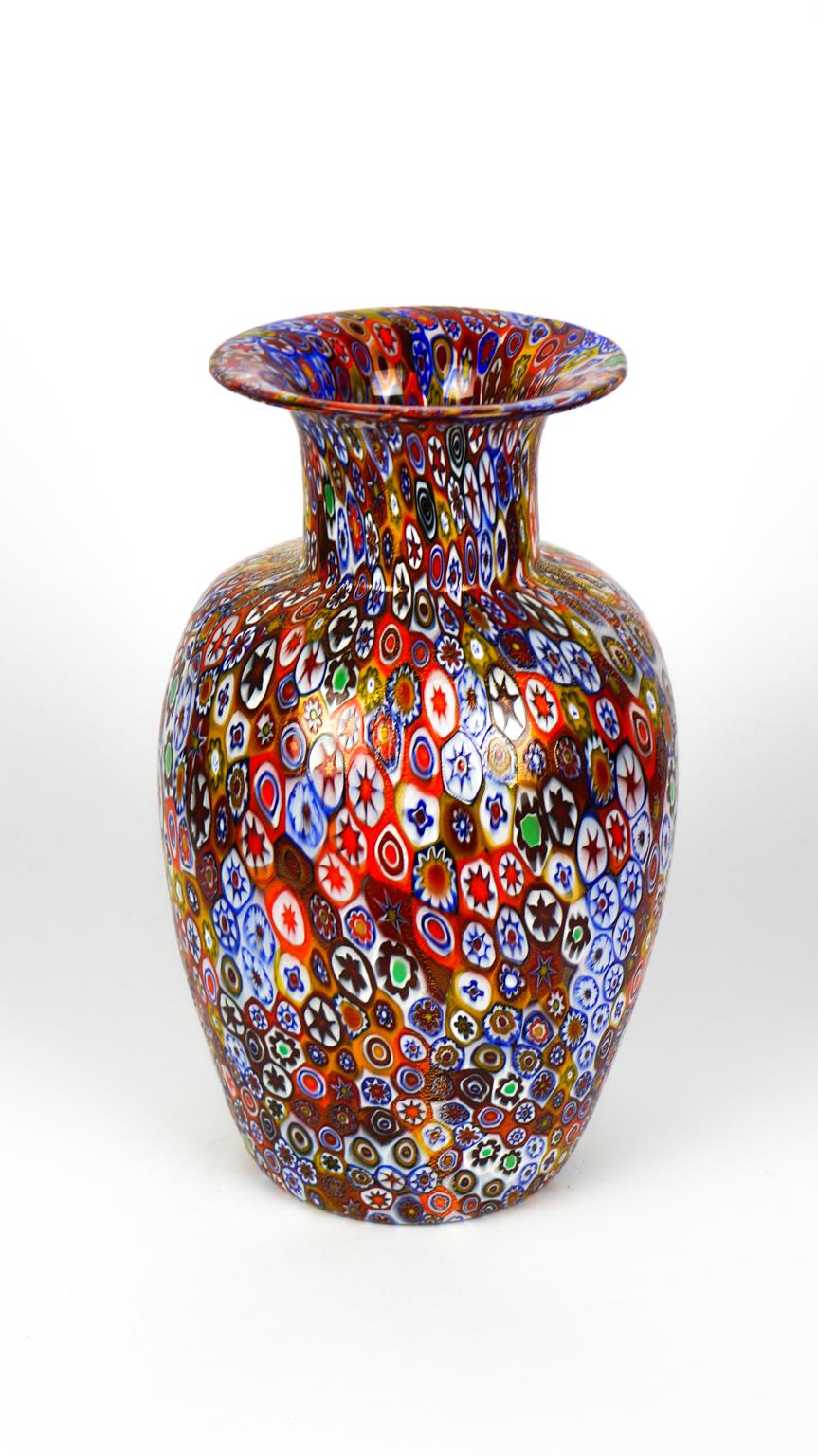 Livio Campanella Mid-Century Modern Murrina Millefiori Murano Glas Vase, 1988s im Angebot 3