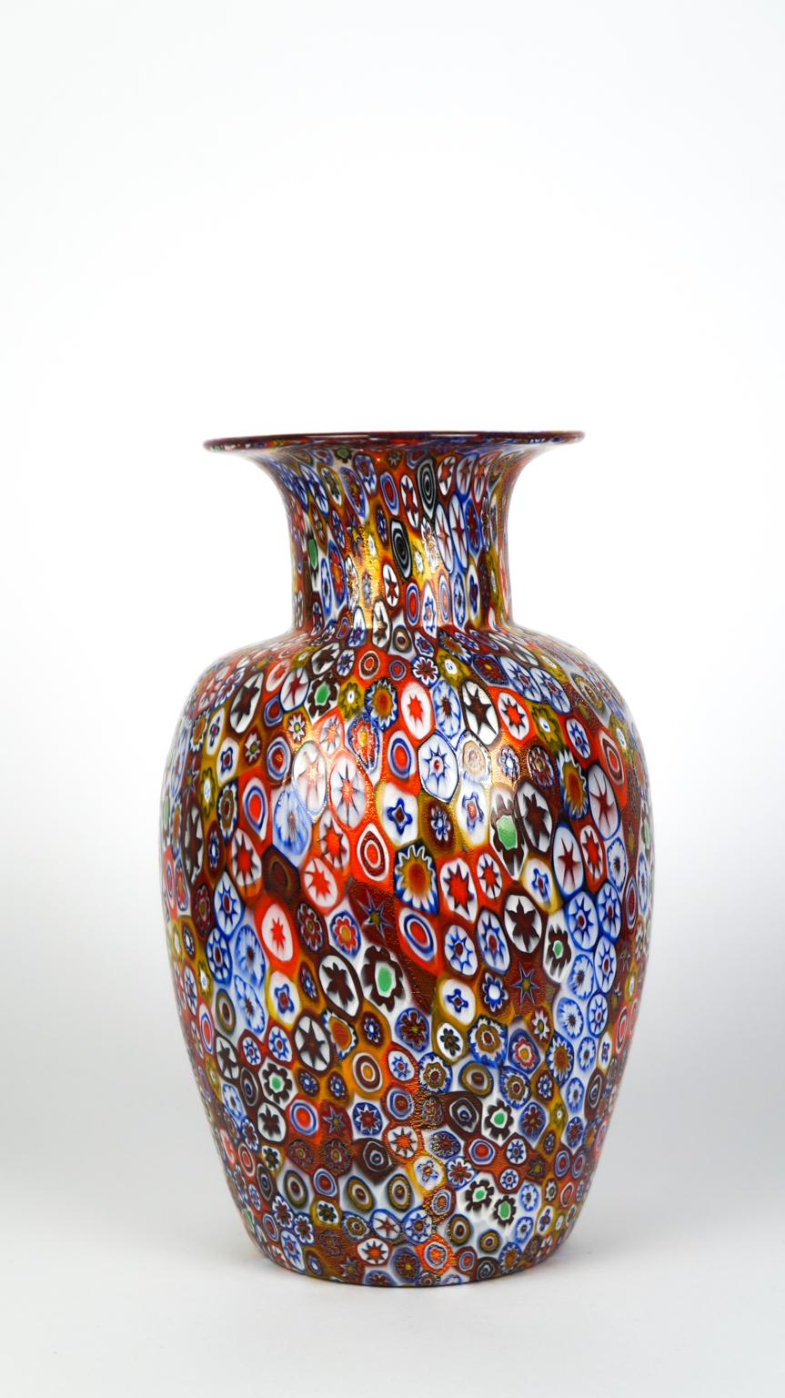 Livio Campanella Mid-Century Modern Murrina Millefiori Murano Glass Vase, 1988s For Sale 5