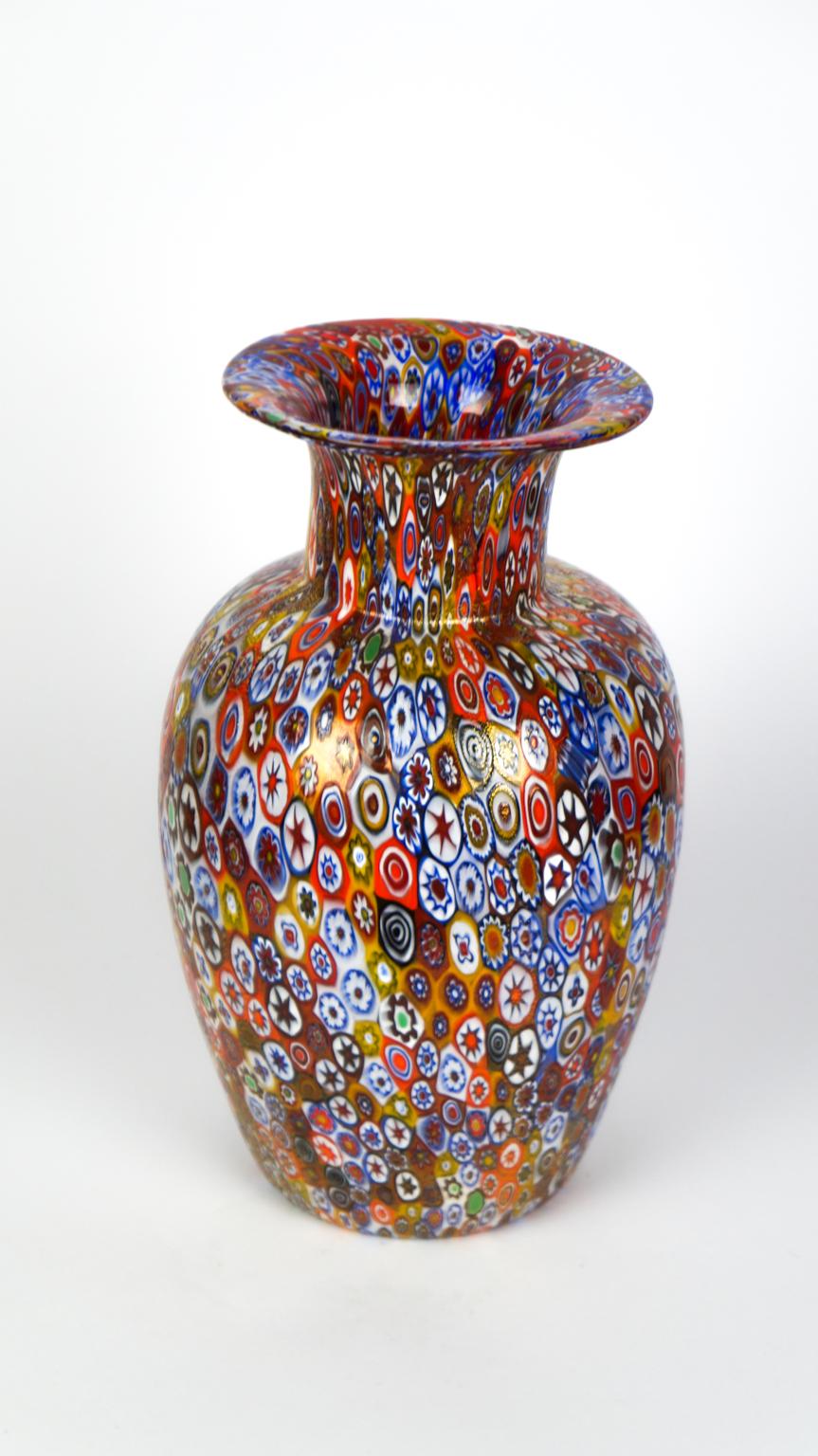Livio Campanella Mid-Century Modern Murrina Millefiori Murano Glass Vase, 1988s For Sale 6